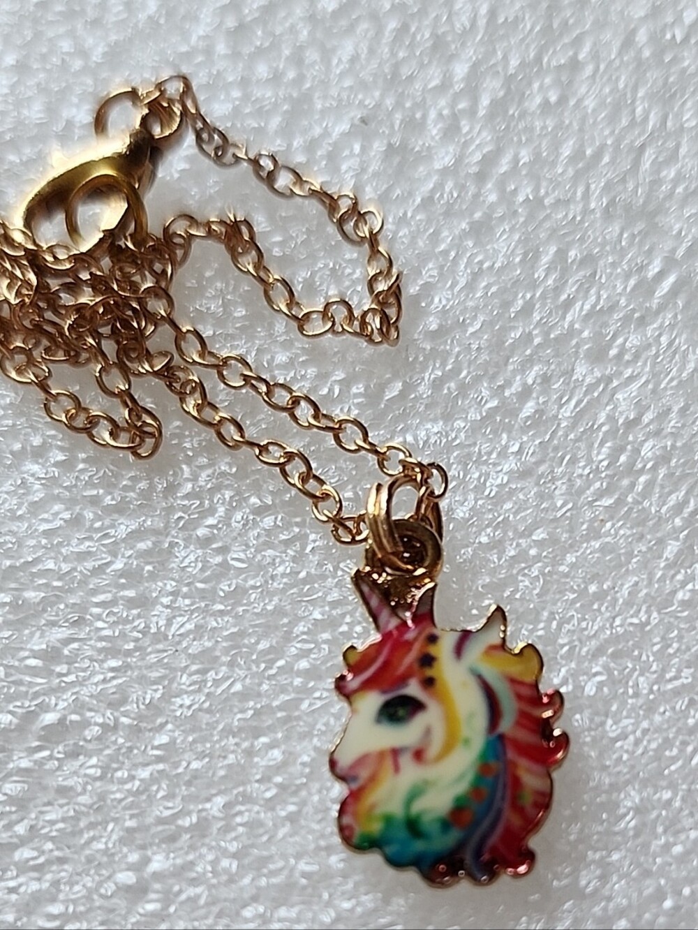 Hand Crafted Multicolor Enamel Unicorn Pendant Necklace
